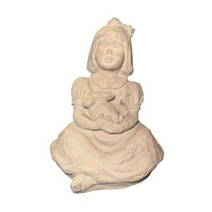 Vintage Bright Eyes By Dee Crowley‎ Austin Sculpture Girl with Bow and Bunny